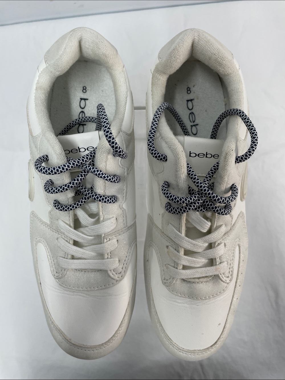 BEBE WHITE GLITTER SNEAKERS FTL-07-110 - Picture 6 of 8